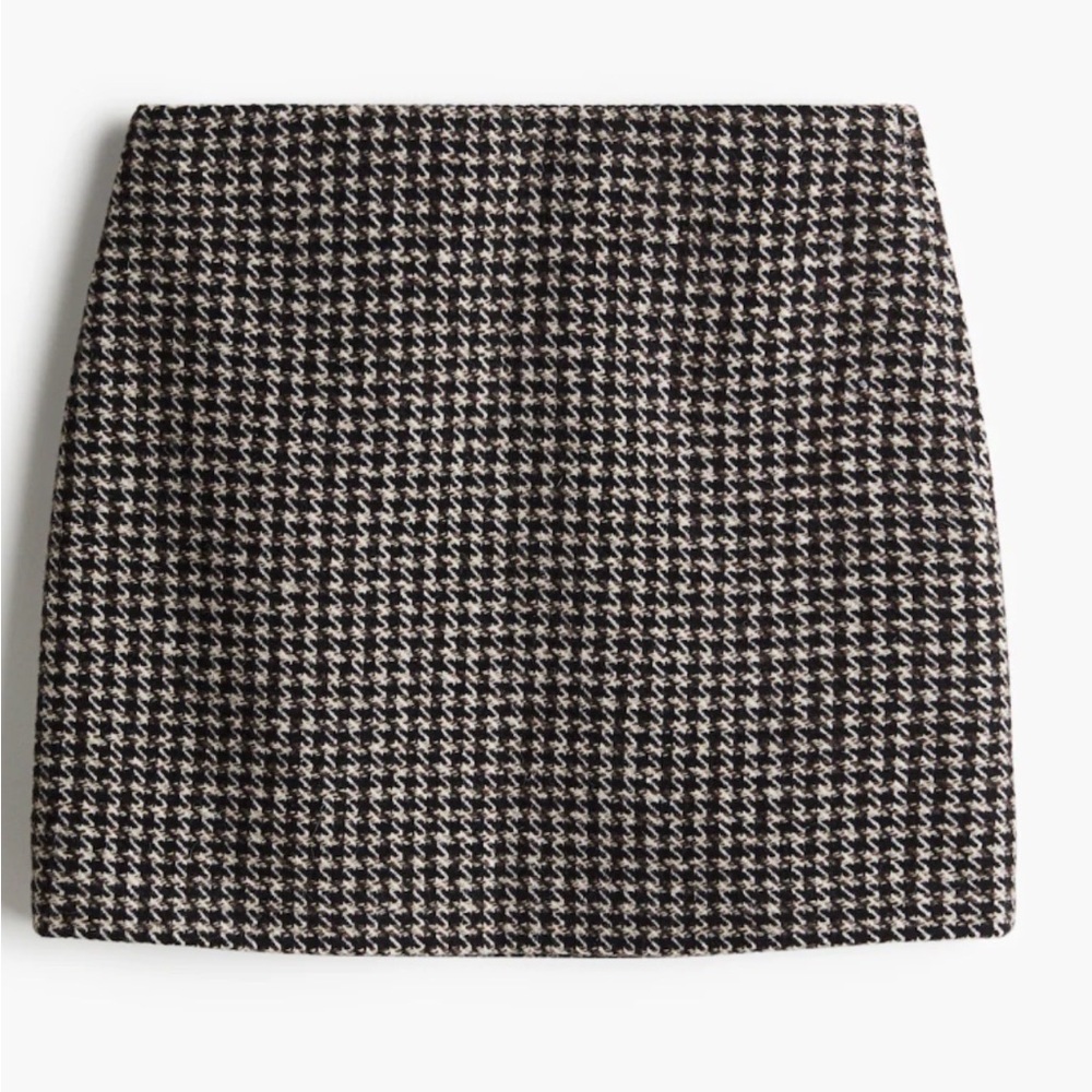 H&M Black White Houndstooth Mini Skirt Size 6 Classic Preppy NWOT